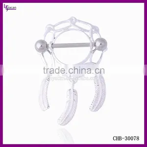 Body Piercing Jewelry Stainless Steel 14G Dream Catcher Nipple Shield Jewelry thumbnail-1