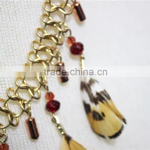 Newest Gold Feather Pendant Necklace Short Chain Rose-gold Charm Connected Necklace 2016 Fashion Style Wholesale thumbnail-4