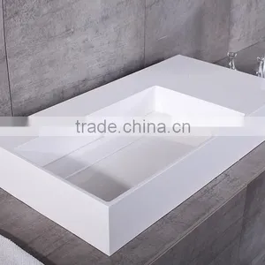 Pure Acrylic Solid Surface Wash Basins,artificial Stone Resin Basin ,Wall Mounted Acrylic Solid Surface Basin thumbnail-1