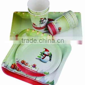 Christmas Design Food Grade Shaped Paper Plates Cups /party Table Ware Sets thumbnail-1