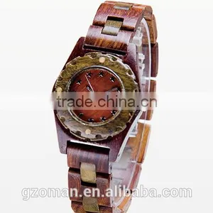 Fashion Men Rosewood Quartz Watch Water Proof Red Wood Watch Bamboo Wooden Mens Watch Auto Date 2016 thumbnail-1