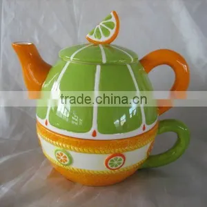 Orange Shaped Ceramic Teapot thumbnail-1