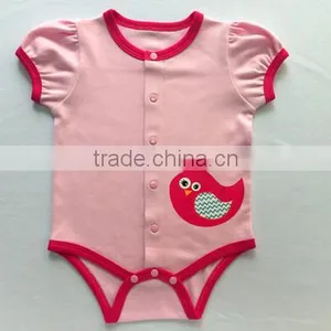 Embroidery Bird Applique Cotton Bodysuit thumbnail-1