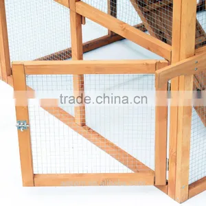 Pawhut Chicken Rabbit Cage Coop Ramp Nesting Box Wood Solid Overhead thumbnail-4