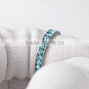 316L Stainless Steel Tanzanite Blue Cubic Zirconia CZ Eternity Wedding 4MM Band Ring thumbnail-4