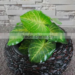 Modern Style Pebble Black Resin Garden Flower Pots thumbnail-3