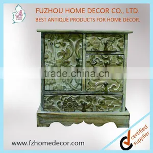 Antique Wooden Carved Case With Drawers, Wooden Carved Jewel Box thumbnail-2