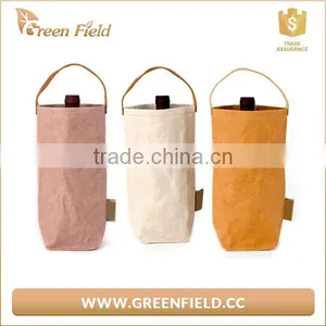 Green Field Washable Kraft Paper Single Wine Bottle Cooler Bag thumbnail-5