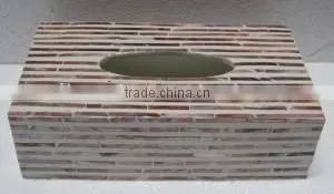 High Quality Brown White Mother of Pearl Rectangle Tissue Box thumbnail-1