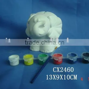 Ceramic Elephant Diy Coin Bank thumbnail-1