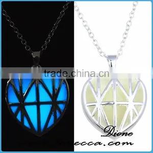 Nigh Light Magical Aqua Blue Hallow Heart Pendant Luminous thumbnail-6