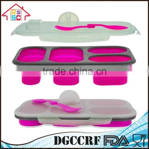 FDA & LFGB Approved Collapsible Leakproof Silicone Lunch Bento Box thumbnail-1