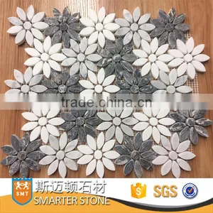 Carrara White Marble Mosaic Flower Mosaic Tile for Bathroom thumbnail-1
