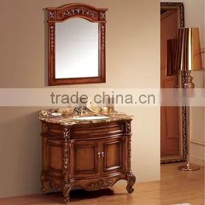 Antique Mirror Cabinet Vanity Unit,Hand Carved Bathroom Cabinet Furniture,Wooden Bath Vanity Mirrored Cabinets(BF08-4138) thumbnail-1