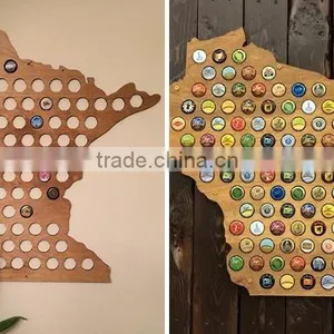 Hot Selling Beer Cap Maps Bottle Beer Soda Pop Wood Cap Organizer thumbnail-2
