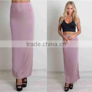 Wholesale Custom Women Fashion Plain Pink Sweet Sexy Pencil Skirts Jersey Long Maxi Skirt thumbnail-1