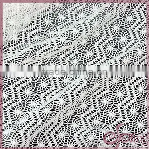 Elegant White Waved Crochet Knitting Fabric, Fashion Crocheted Lace thumbnail-1
