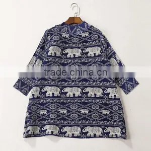 Women Drape Vintage Printed Retro Style Long Sleeve Dresses thumbnail-6