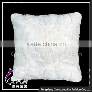 CX-D-22C Newest White Soft Rex Rabbit Fur Pillow Case Manufacturer thumbnail-1