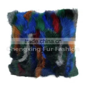CX-D-55 Home Decoration Pillow Patchwork Real Fox Fur Cushion & Pillow Cover thumbnail-1