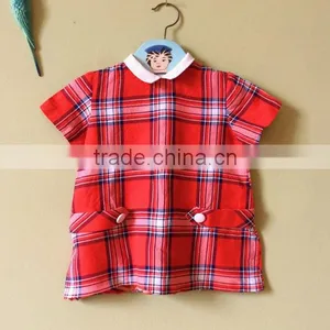 2017 Wholesale Kids Boutique Clothing Red Plaid Baby Clothes Latest Dress Frocks Designs Summer Dress thumbnail-1