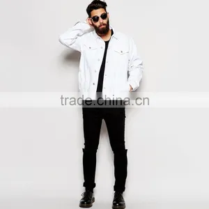 Wholesale White Plain Denim Jacket Fashion Design Fancy Wear thumbnail-4