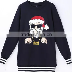 Custom Print Christmas Sweatshirt Ribbed Neak Black Oversized Sweater 100 Cotton Crew Neck Sweat Shirt thumbnail-3