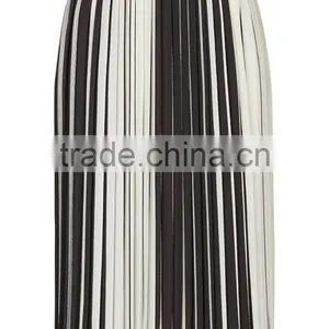 Factory Made Stripe Pleated Midi Skirts Chiffon Pleated Fashion Skirts White And Black Wholesale Skirts thumbnail-3