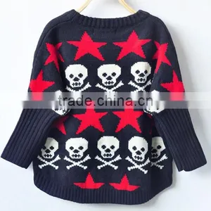 Latest Design Skull Pattern Girls Knitted Pullover Sweater thumbnail-2