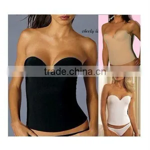 Strapless Bridal Seamless Low Back Bustier Corset Push up Longline thumbnail-1
