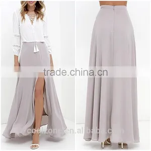 High Banded Waist Sexy Thigh Slit Maxi Skirt Fashion Long Skirts for Women 2016 thumbnail-1