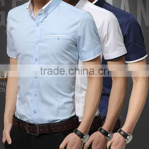Wholesale Walson D46513a 2015 Fashion Mens Shirts Summer Plain Dress Shirts for Men's Apparel thumbnail-1