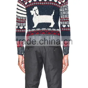 Highly Fashion Funny Design Cute Doggy Pattern Men's Jacquard Sweater thumbnail-4