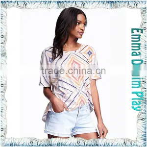Custom Design Silk Screen Printing Stylish Design Girl's Sexy Boat Neck T Shirts thumbnail-1