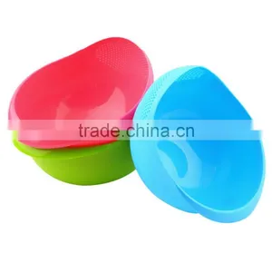 2017 New Practical Creative Fashion Plastic Wash Rice Colander Strainer Sieve Bright Kitchen Plastic Drain Vegatable Basket thumbnail-2