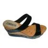 Comfortable PU Upper Material Black Ladies Wedge Sandals With 9.5cm Heels thumbnail-1