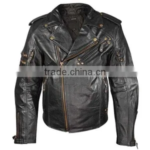 2015 China Manufacturer Wholesale Fashion Black Motorbike Leather Jacket With Double Zippers thumbnail-1