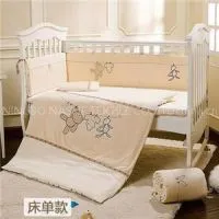 100% Cotton Plain Color Cute & Cuddly Bear Baby Crib Cover thumbnail-1