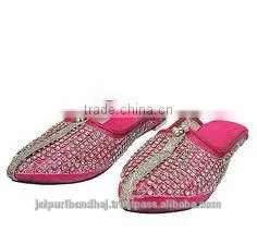 Indian Women Traditional Vintage Pure Leather Mojari Shoes Flat Slipper Pure Jutti From India thumbnail-1