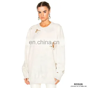 Pullover Crew Neck Destoryed Plus Oversized Knit Jumper thumbnail-2
