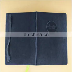 Guangzhou Factory Produced Customized Black Leather Cover Offset Paper Notebooks With Elastic Band Design thumbnail-1