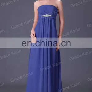 Grace Karin Sexy Strapless Ladies Chiffon Yellow Long Evening Dresses CL3105-2# thumbnail-5