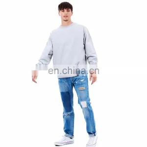 Raglan Sleeve Pullover Fashion Plain 100 Polyester Slim Fit Wholesale Crewneck Sweatshirt Men thumbnail-2