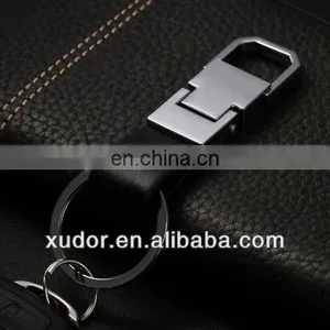 Chrome Plated Plus Leather Designer Keychain thumbnail-4