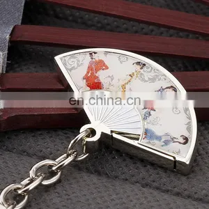 Custom Metal Fan Shape Flash Usb Pen Drive Keychain thumbnail-3