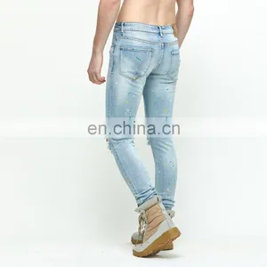 DiZNEW Printed Denim Jeans Manufacturers Wholesale Men Stretch Destroyed Jeans thumbnail-5