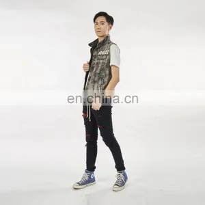 DiZNEW Wholesale Vest Fashion Grey Men's Denim Jeans Waistcoat thumbnail-5