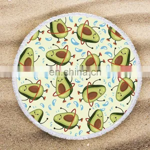 Junk Food Beach Towel Blanket With Tassels Burgers Pizza Fast Food Print Teens Girls Fashion Round Yoga Funny Food Blanket thumbnail-3