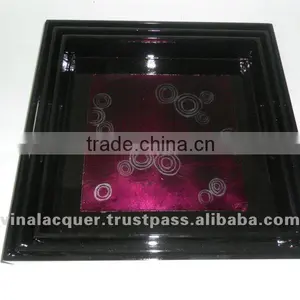 Lacquer Tray, Mother of Pearl Tray, Square Tray thumbnail-1
