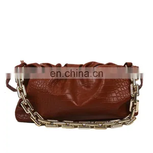 Women Pleated Cloud Handbags, Gold Chain Shoulder Bag Luxury Pure Color Ruched Hobos Lady Dumpling Wrinkled Crossbody Bags/ thumbnail-3